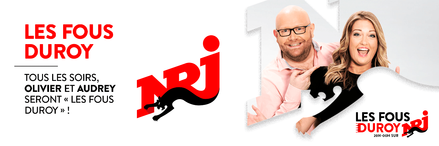 logo header les fous Duroy sur NRJ avec Audrey